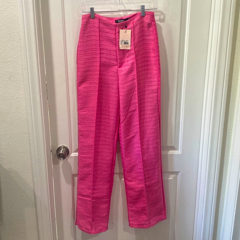 Hot Pink Co Ord Boucle Straight Leg Trouser